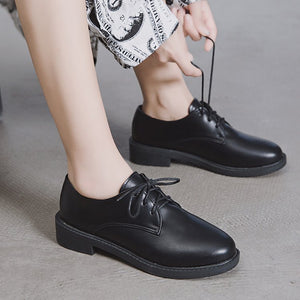 Black Retro Student Flat Hong Kong Style Casual Loafers
