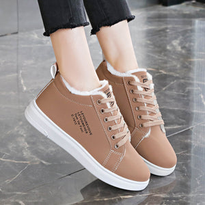 Women's Cotton Shoes With Fleece Sports Flat Sneakers
