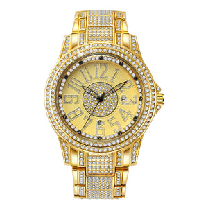 Men's Diamond Fashion Alloy Strap Date Quartz Watch