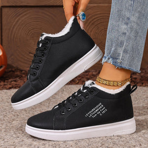 Women's Cotton Shoes With Fleece Sports Flat Sneakers