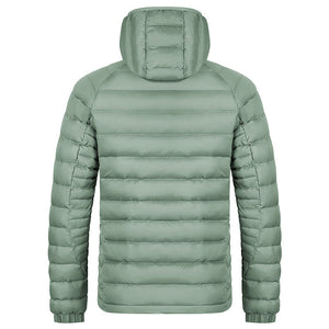 Winter Lightweight Hooded Coat With Pockets Fashion Warm Portable Zipper Jacket For Men Clothing Solid Color Outerwear Tops