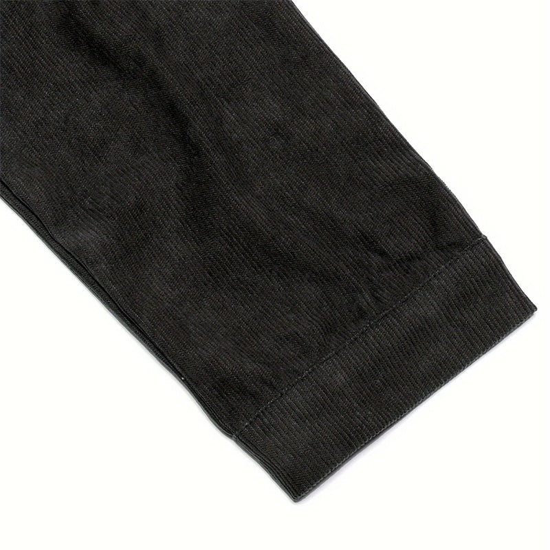 Women's Corduroy Long Sleeve Jacket - Casual Button-Up Coat With Flap Pockets, Fall & Spring Fashion Outerwear