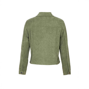 Women's Corduroy Long Sleeve Jacket - Casual Button-Up Coat With Flap Pockets, Fall & Spring Fashion Outerwear