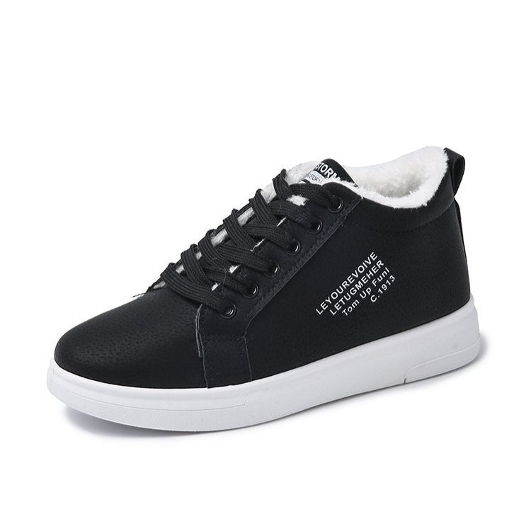 Women's Cotton Shoes With Fleece Sports Flat Sneakers