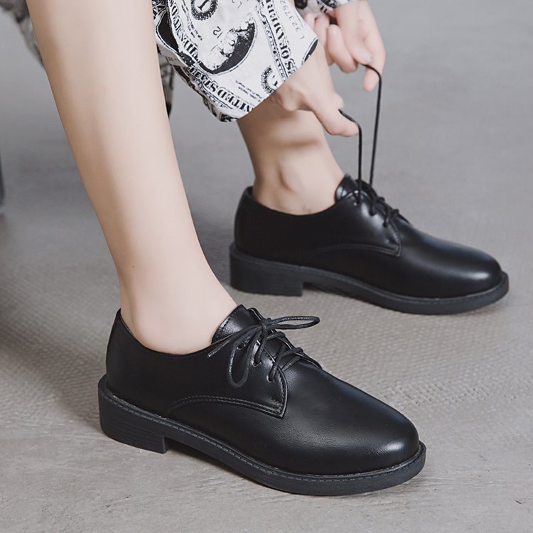 Black Retro Student Flat Hong Kong Style Casual Loafers