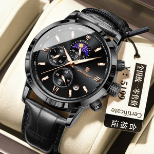 Men's Watch With Moon Phase And Multi-function Chronograph