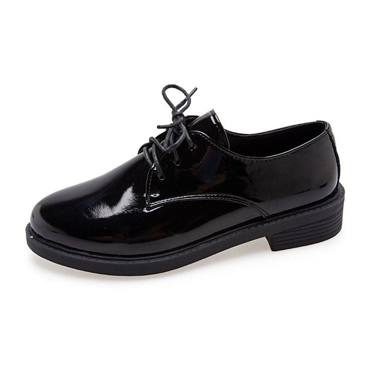 Black Retro Student Flat Hong Kong Style Casual Loafers