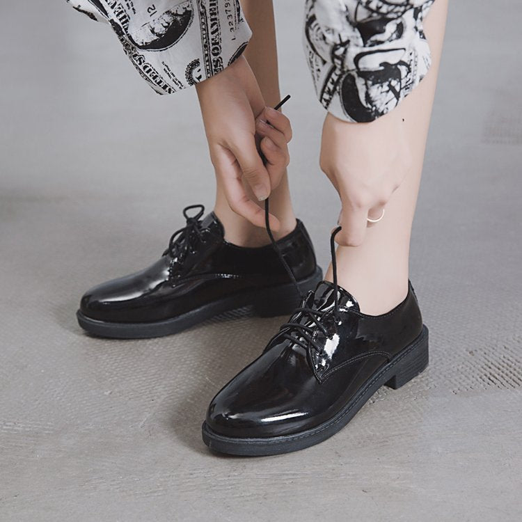 Black Retro Student Flat Hong Kong Style Casual Loafers