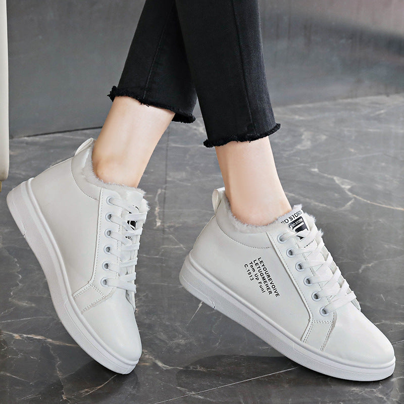 Women's Cotton Shoes With Fleece Sports Flat Sneakers