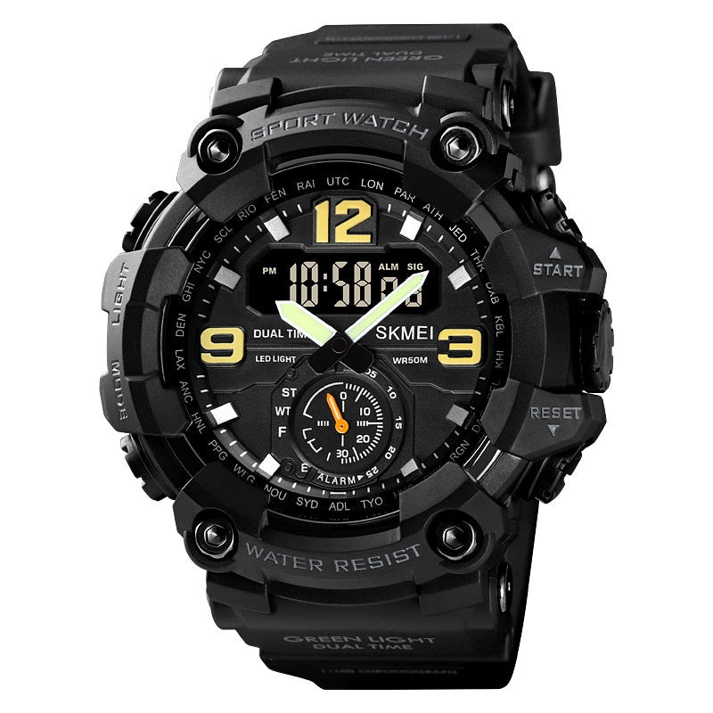 Outdoor Shockproof Plastic Men's Watch With Large Dial, Sports Digital Display, And Synchronized Electronic Watch