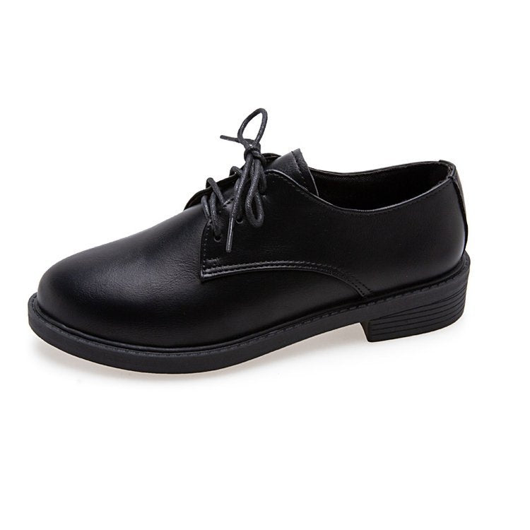 Black Retro Student Flat Hong Kong Style Casual Loafers