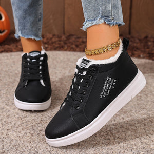 Women's Cotton Shoes With Fleece Sports Flat Sneakers