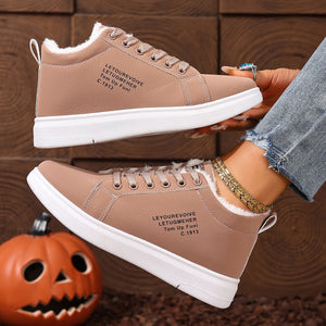 Women's Cotton Shoes With Fleece Sports Flat Sneakers