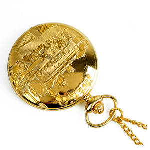 Large Gold Train Pocket Watch