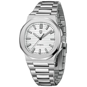 Men's Stainless Steel Automatic Mechanical Waterproof Barrel-shaped Wristwatch